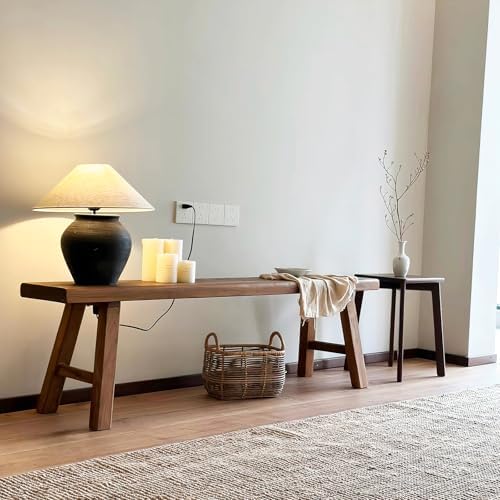 70.8in Wood Bench Indoor – Rustic Farmhouse Entryway Bench, Skinny Bench Design, Made of Extra-Thick Solid Wood, Perfect for Dining Room, Hallway, or End of Bed