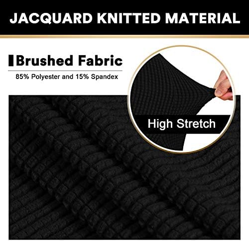 PrinceDeco Stretch Sofa Cover Slipcover Couch Covers for 3 Cushion Couch Furniture Protector Sofa Covers with Non Slip Elastic Bottom Dogs Pet Friendly Fitted (Sofa, Black)