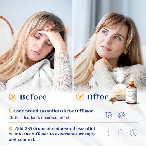 HIQILI Cedarwood Essential Oil for Hair, Skin & Diffuser