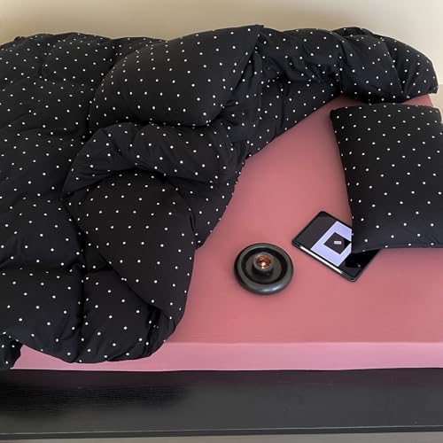 Polka Dot Twin XL Duvet Cover, 3 Piece 100% Cotton Jersey Knit Black Comforter Cover, Soft Modern Aesthetic Minimalist Bedding Set with Zipper & Corner Ties