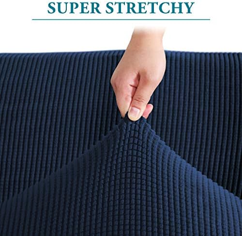 Flamingo P High Stretch Sofa Slipcover Non Slip Loveseat Covers for 2 Cushion Couch Washable Pet Furniture Protector Covers with Elastic Bottom, Thick Jacquard Fabric (Medium, Navy)