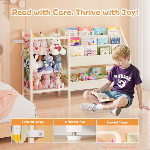 B5 Kids Bookshelf and Toy Storage, Book Shelf for Kids Rooms White