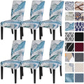 SearchI Dining Room Chair Covers Set of 6, Stretch Printed Parsons Chair Slipcovers Removable Washable Spandex Kitchen Chair Protector Cover for Dining Room, Hotel, Ceremony (Flower Pattern5)