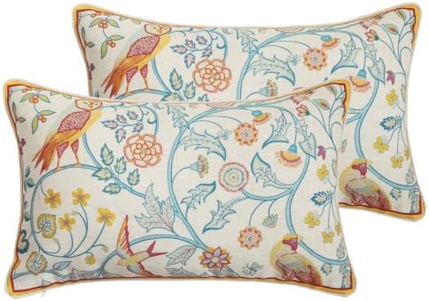 patdrea Designer French Lumbar Throw Pillow Cover,12"x20",Set of 2