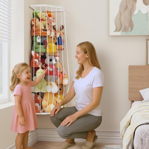 BBLIKE Stuffed Animal Storage, Corner Plush Toy Organizer with Hardware