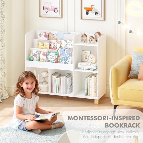 Spirich Kids Bookshelf and Toy Storage, Child Cube Organizer Bookcase Shelf