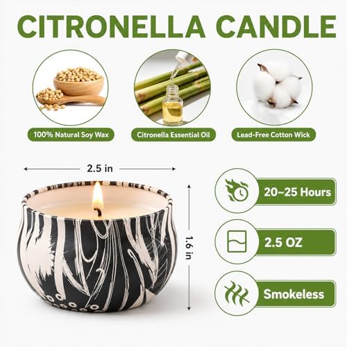 Citronella Candles Outdoor, 12 Pack Soy Wax Candle Set