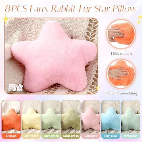 Beeveer 8 Pack Star Shaped Throw Pillow Plush Bulk Decorations, Classic