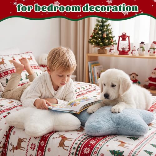 Soaoo 5 Pcs Star Fluffy Pillow Star Shape Pillow, Vintage Contrast