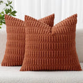 MIULEE Fall Corduroy Decorative Throw Pillow Covers 12x12 Rust Pack of 2