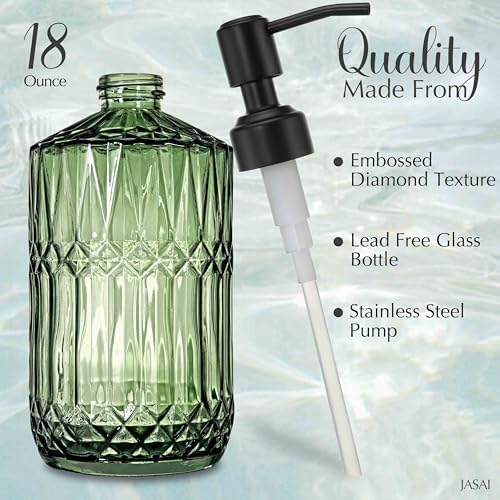 JASAI 18 Oz Green Soap Dispenser with Black Rust Proof Pump