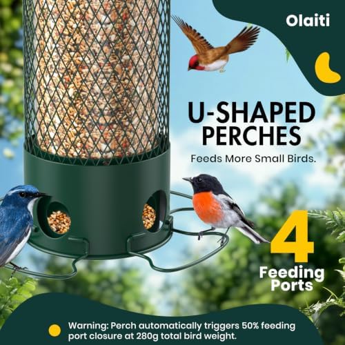 Metal Squirrel Proof Bird Feeder for Outdoors Hanging,Weight Activated,3 LB
