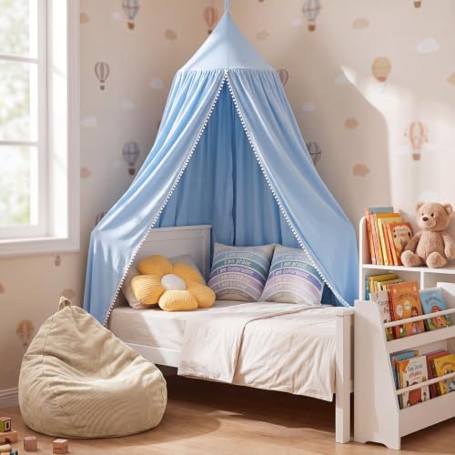 Kids Reading Nook Set with Canopy Tent, Bean Bag Cover & Pillow,Blue