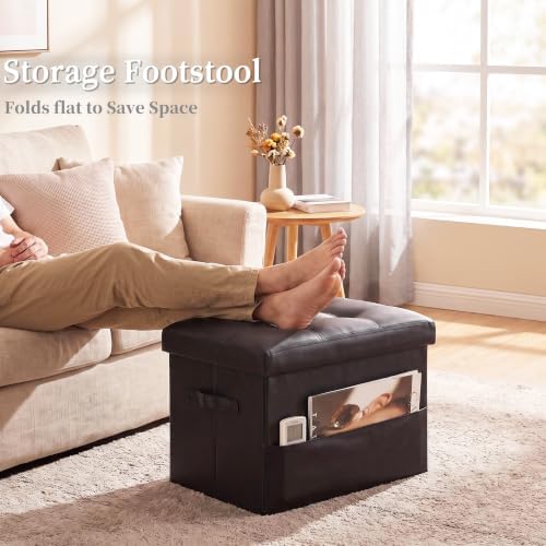 BelugaHelper Storage Ottoman Foot Rest with Thicker Foam Padded Seat, Black