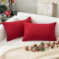 Kevin Textile Soft Corduroy 12"x20" Lumbar Pillow Covers 2 Pack, Burgundy