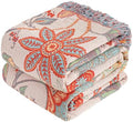 Floral Rustic Large Boho Throw Blanket 90"x98" Orange&Sage Green