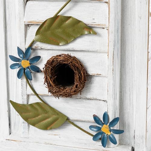 Glitzhome Bird Houses for Outside,Hand Painted Hanging Bird House for Outdoors, 24.25" H Oversized 3-Tiered Villa Decorative Wooden Bird Houses Large Birdhouse for Garden, Washed White