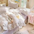 Cotton Floral Duvet Cover King Size 3 Pcs,Ruffled Bedding 104"×90"