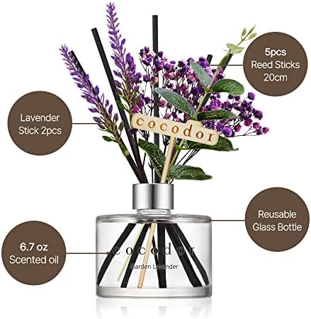 COCODOR Lavender Reed Diffuser/Garden Lavender / 6.7oz(200ml) / 1 Pack/Home Decor & Office Decor, Fragrance and Gifts