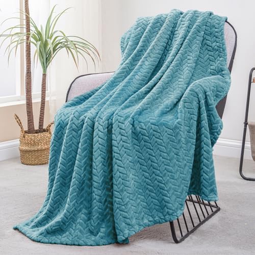 Exclusivo Mezcla Fleece Throw Blanket for Couch Sofa, 50”x70”, Slate Blue