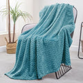 Exclusivo Mezcla Fleece Throw Blanket for Couch Sofa, 50”x70”, Slate Blue