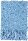 BOURINA Blue Throw Blanket 50x60 Inch Boho Knitted Soft Throw Sofa Blanket