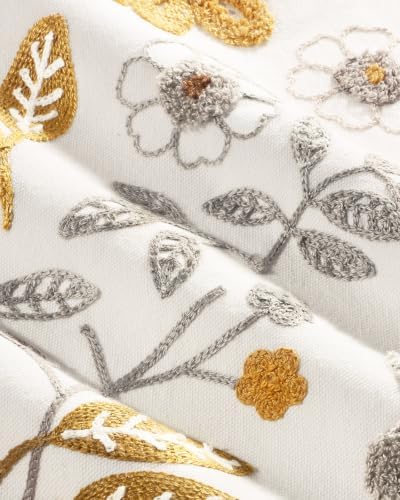 Fall Embroidered Throw Pillow Cover 20x20 Inch, Amber Blooms