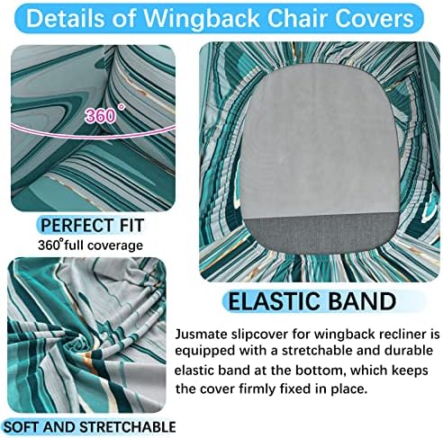 Wing Chair Slipcover, 2-Piece Printed Wingback Chair Cover