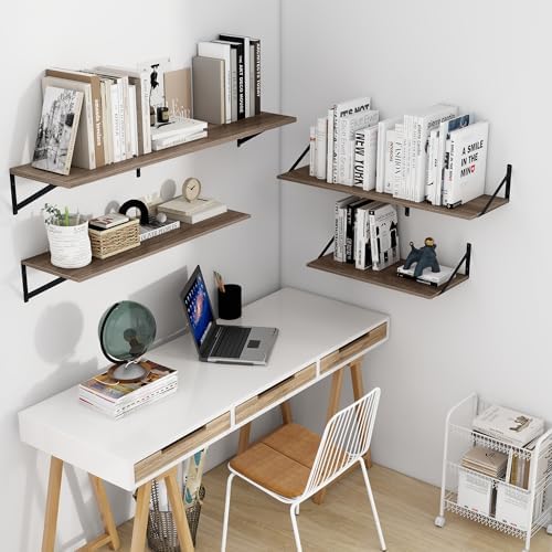 Heimlove 24W x 12D Deep Floating Shelves Set of 2 Grey