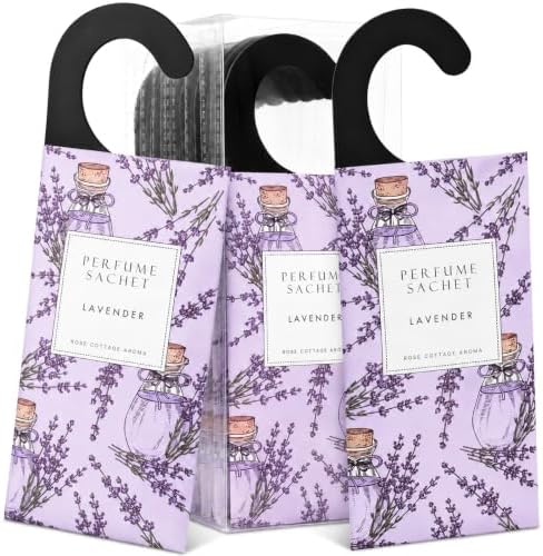 Large 12 Packs Lavender Hanging Scented Sachets Long-Lasting Closet Deodorizer Air Freshener Fabric Refresher Odor Eliminator for Drawer Home Fragrance Gift Set