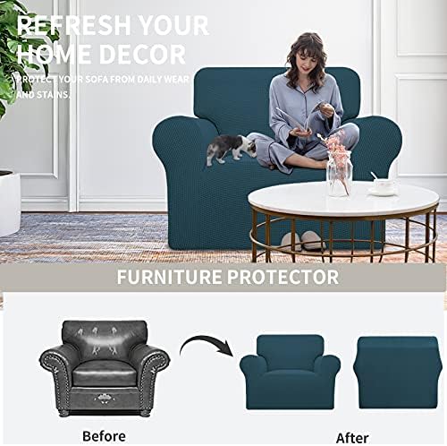 Easy-Going Stretch Oversized Chair Slipcover with Arm Washable Deep Teal