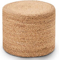 18'' Boho Ottoman Pouf Natural Water Hyacinth Rustic Handmade Lounge Pouffe