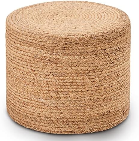 18'' Boho Ottoman Pouf Natural Water Hyacinth Rustic Handmade Lounge Pouffe
