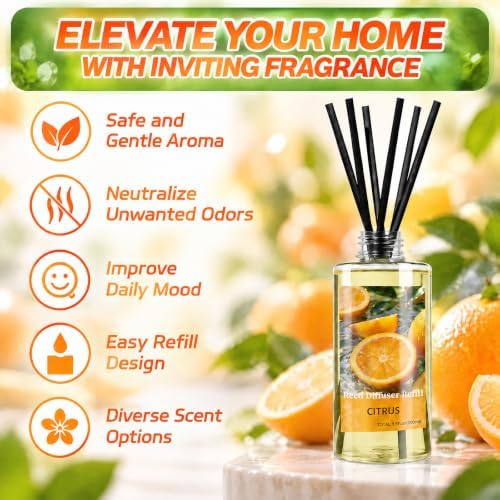 SCENTORINI Reed Diffuser Oil Refill, Citrus Diffuser Oil 6.76 Fl Oz
