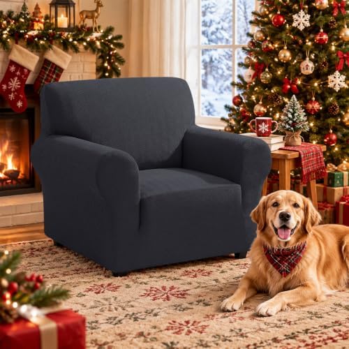 XINEAGE Stretch Armchair Slipcover, Non-Slip Pet Couch Cover,Dark Gray
