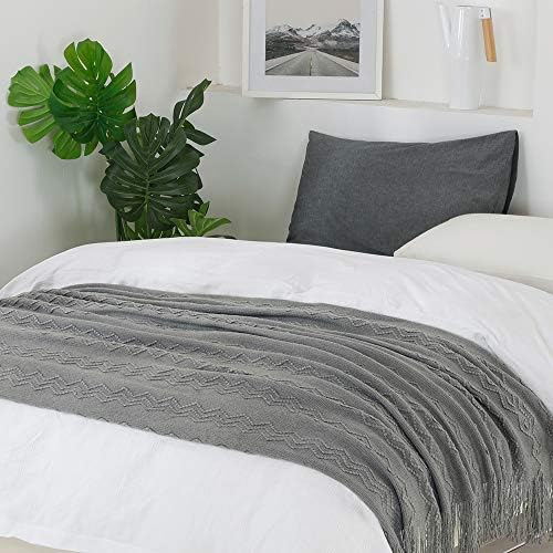 BOURINA Dark Grey Throw Blanket 60x80 Inch Knitted Soft Throw Sofa Blanket