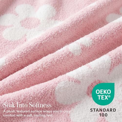 Monbix Soft Twin Size Floral Blanket for Bed-Cozy Knitted Blankets