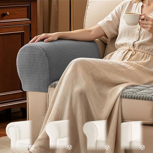 SUBRTEX Stretch Couch Arm Covers Set of 2, Non-Slip Sofa Armrest Slipcovers