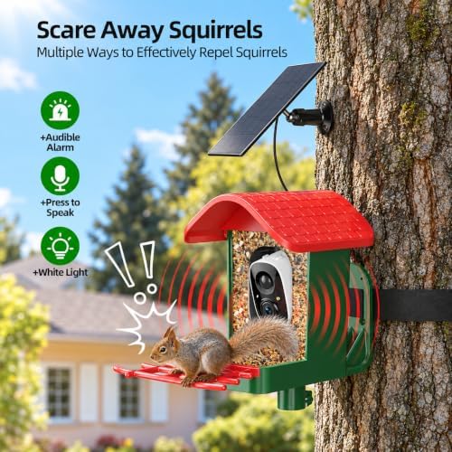 3K Smart Bird Feeder with Camera, 2.4GHz WiFi Solar Camera Feeder, AI Bird Species Identification & Real-Time App Alerts, Chew-Proof & Waterproof for Outdoors