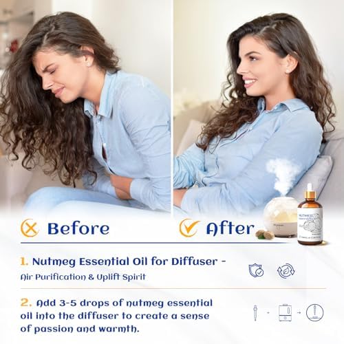 HIQILI Nutmeg Essential Oil for Aromatherapy Diffuser,Massage & Skin Care