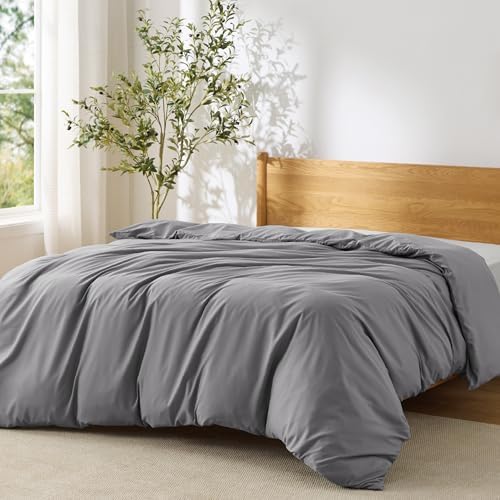 Bedsure Duvet Cover King Size, 1Pc Soft Double Brushed Bedding, Grey