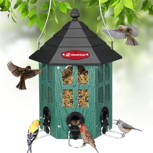 Kingsyard Hopper Bird Feeders for Outdoors Hanging, Squirrel-Proof