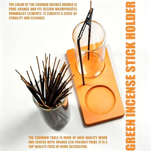 2 in 1 Incense Holder for Sticks Incense Burner Holder with Storage,Glass Upside Down Incense Holder for Sticks with Glass Ash Catcher for Meditation Yoga Spa Room Home Decor[2 Long Orange]