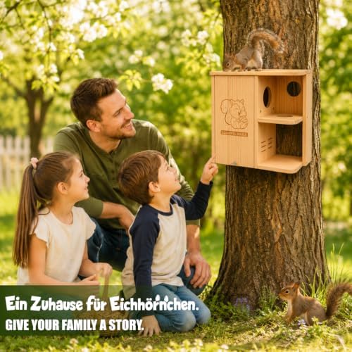 Large Squirrel Nesting Box Outdoor – Solid Pine Wood Squirrel House