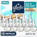 Glade PlugIns Air Freshener Refills, Sky & Sea Salt, 10 Count