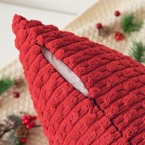 Kevin Textile Soft Corduroy 16x16 Inch Pillow Covers 2 Pack, Red