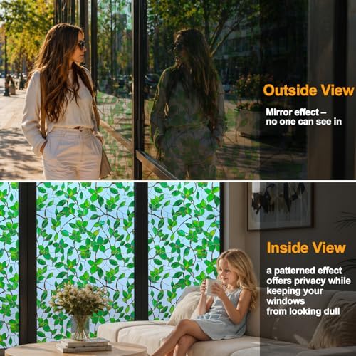 24H Privacy Heat Insulation Static Cling Decorative Glass Film17.5x78.7in