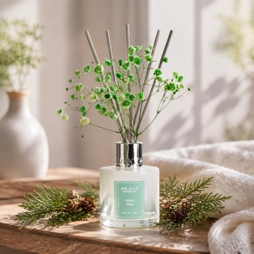 Airkeep Reed Diffuser Set,3.38 fl oz (100 ml) - Fresh Pine Oil Diffusers with 8 Reed Sticks, Home Fragrance Reed Diffuser for Bathroom Shelf Decor