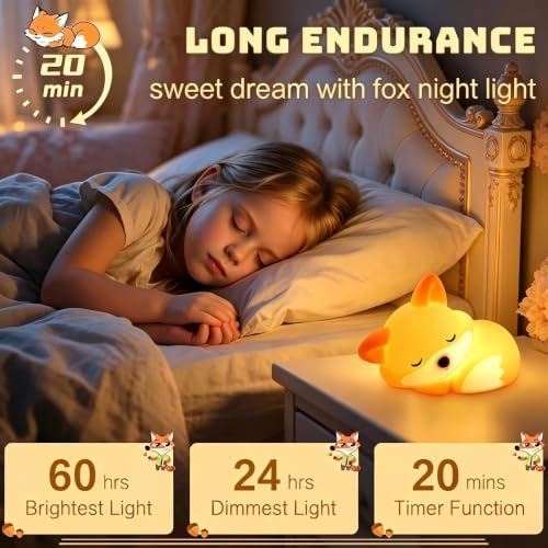 YR YRHH-PET Cute Fox Lamp, Squishy Animal Night Light, Kids Baby Fox Gifts