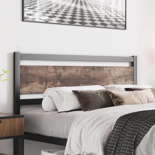 Headboard Only Wooden Headboard with Metal Slats Rustic Headboard, King